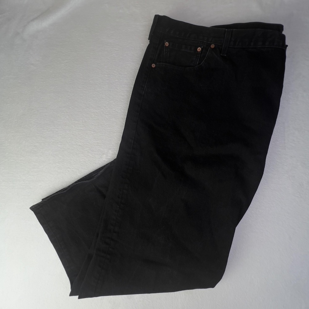Levis 501 Jeans Mens 56x28 Black Button Fly Straight Leg Denim WaterLess
